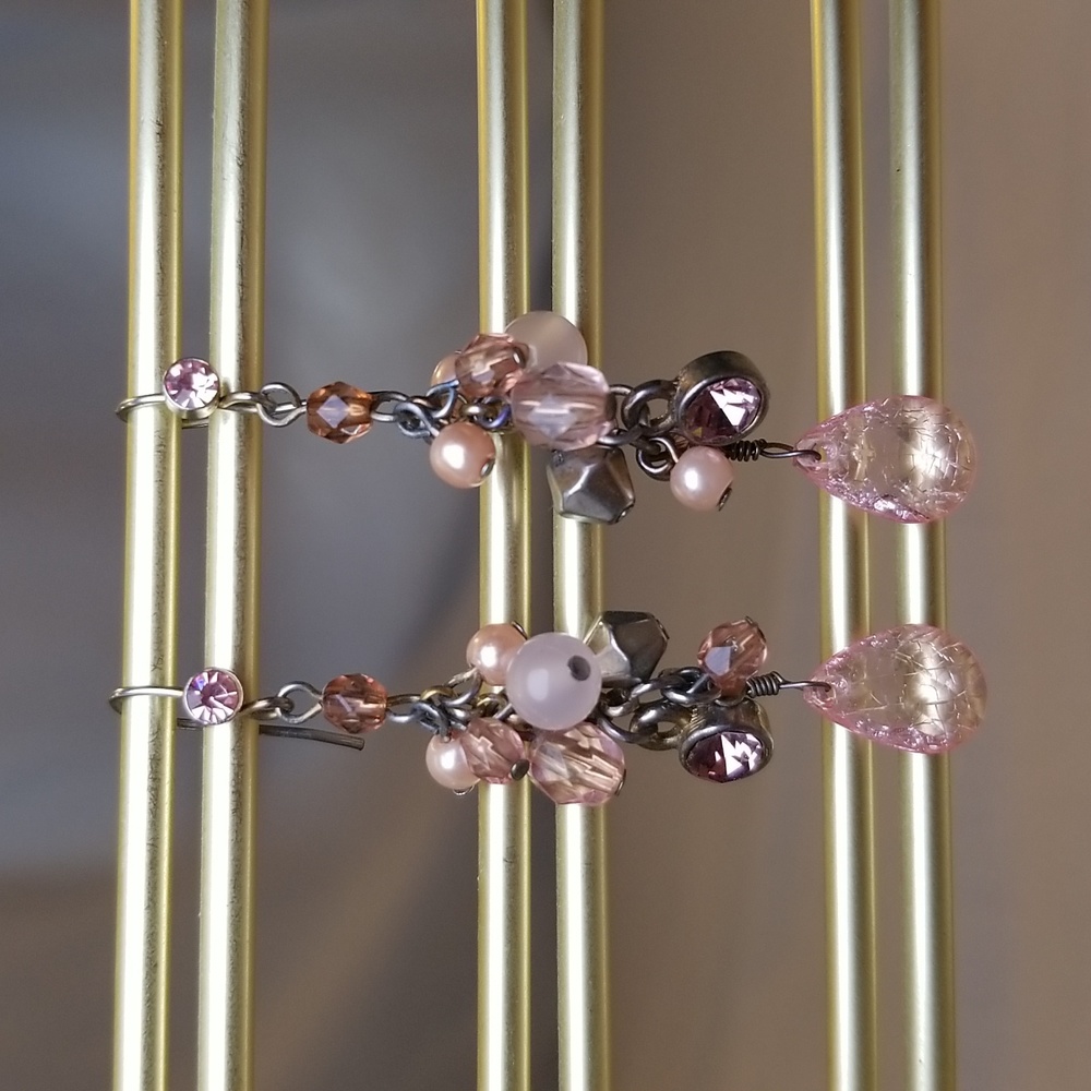 Pink Jewel Beaded Earrings